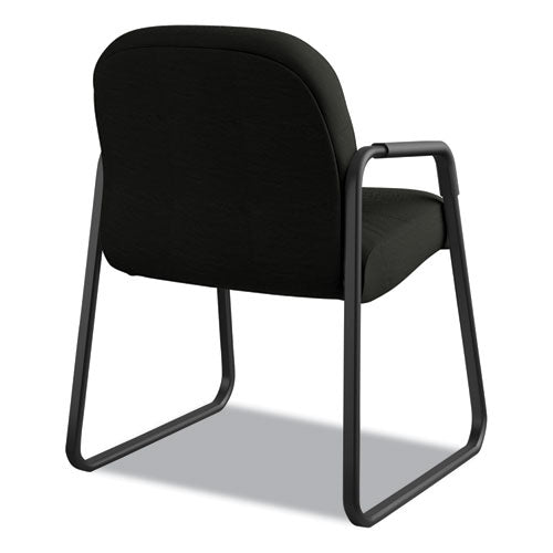 Image of HON® Pillow-Soft 2090 Series Guest Arm Chair, Leather Upholstery, 31.25" x 35.75" x 36", Black Seat, Black Back, Black Base