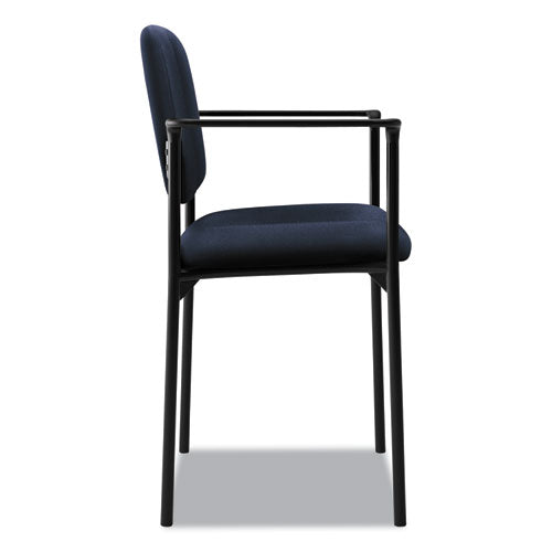 Image of HON® VL616 Stacking Guest Chair with Arms, Fabric Upholstery, 23.25" x 21" x 32.75", Navy Seat, Navy Back, Black Base