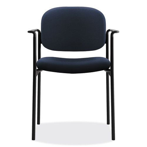 Image of HON® VL616 Stacking Guest Chair with Arms, Fabric Upholstery, 23.25" x 21" x 32.75", Navy Seat, Navy Back, Black Base