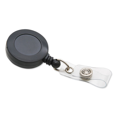 Image of SICURIX® Swivel-Style Spring-Clip Id Card Reel, 30" Extension, Black