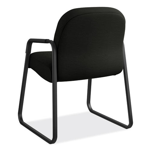 Image of HON® Pillow-Soft 2090 Series Guest Arm Chair, Leather Upholstery, 31.25" x 35.75" x 36", Black Seat, Black Back, Black Base