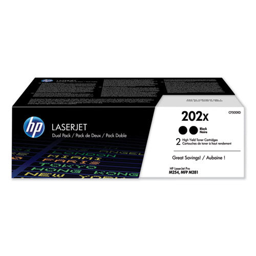 Image of HP HP 202x, (cf500x-D) 2-Pack High-Yield Black Original Laserjet Toner Cartridges