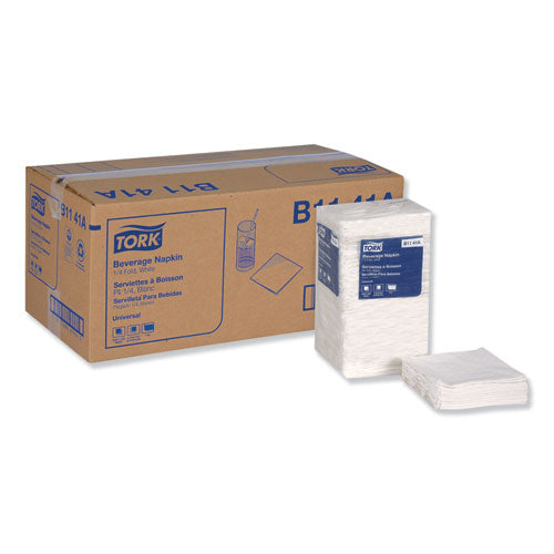 Image of Tork® Universal Beverage Napkin, 1-Ply,9.13 X 9.13, 1/4 Fold, Poly-Pack, White, 4000/carton