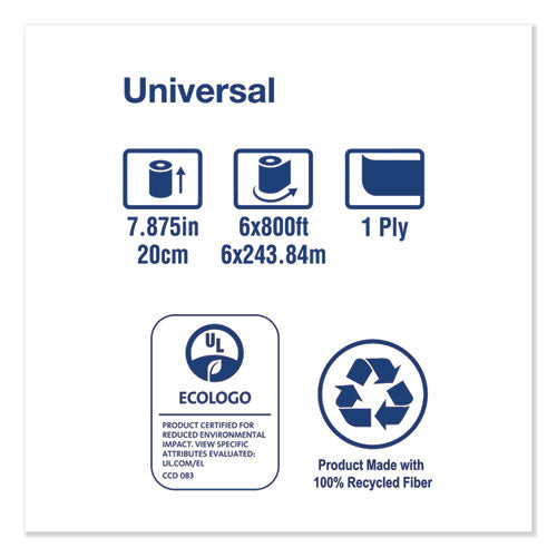 Image of Tork® Universal Hardwound Roll Towel, 1-Ply, 7.88" x 800 ft, Natural, 6/Carton