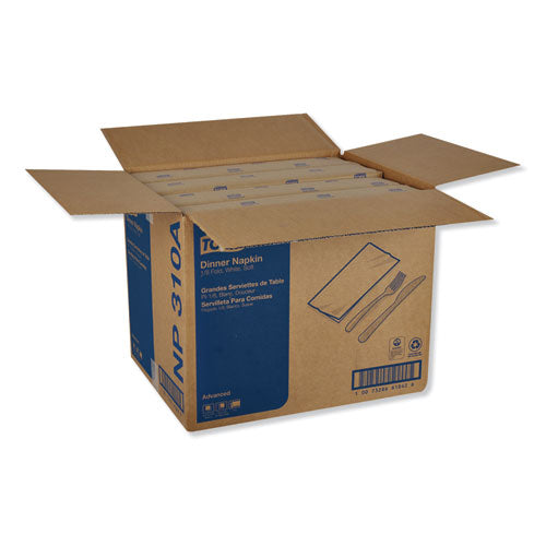 Image of Tork® Advanced Dinner Napkins, 2 Ply, 15" X 16.25", 1/8 Fold, White, 375/packs, 8 Packs/carton