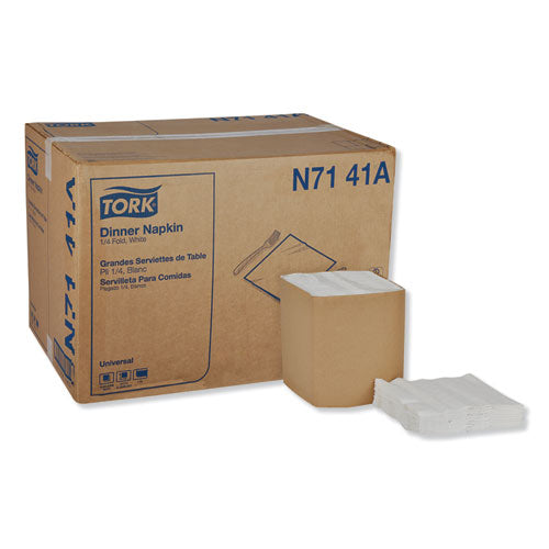 Image of Tork® Universal Dinner Napkins, 1-Ply, 17" X 17", 1/4 Fold, White, 4008/carton