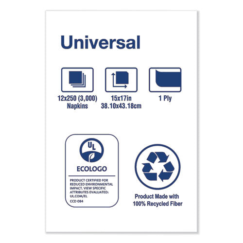 Image of Tork® Universal One-Ply Dinner Napkins, 1-Ply, 15" X 17", Natural, 250/pack, 12pk/ct