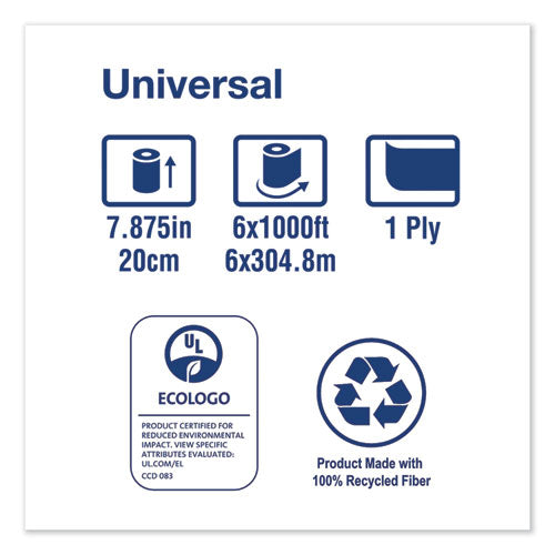 Image of Tork® Hardwound Roll Towel, 1-Ply, 7.88" x 1,000 ft, White, 6 Rolls/Carton