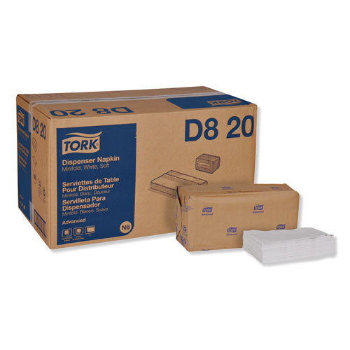 Image of Tork® Advanced Soft Minifold Dispenser Napkins, 1-Ply,13" X 12", White, 6000/ct