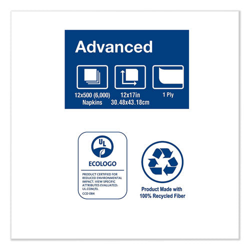 Image of Tork® Advanced Masterfold Dispenser Napkins, 1-Ply,12" X 17", White, 6000/carton