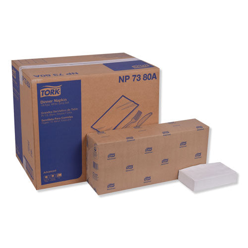 Image of Tork® Advanced Dinner Napkin,3-Ply,17" X 16.125",1/8 Fold, White,1740/ct