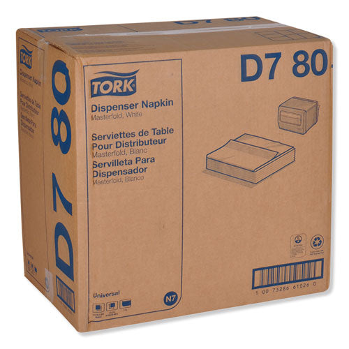 Image of Tork® Universal Masterfold Dispenser Napkins, 1-Ply, 13" X 12", White, 6000/carton