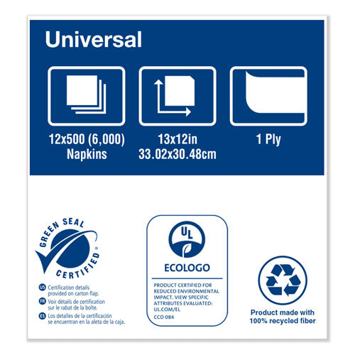 Image of Tork® Universal Masterfold Dispenser Napkins, 1-Ply, 13" X 12" Natural, 6000/ct