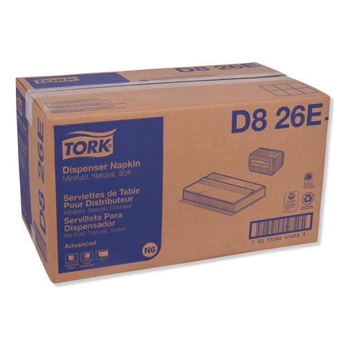 Image of Tork® Advanced Soft Minifold Dispenser Napkins, 1-Ply,13" X 12", Natural, 6000/carton