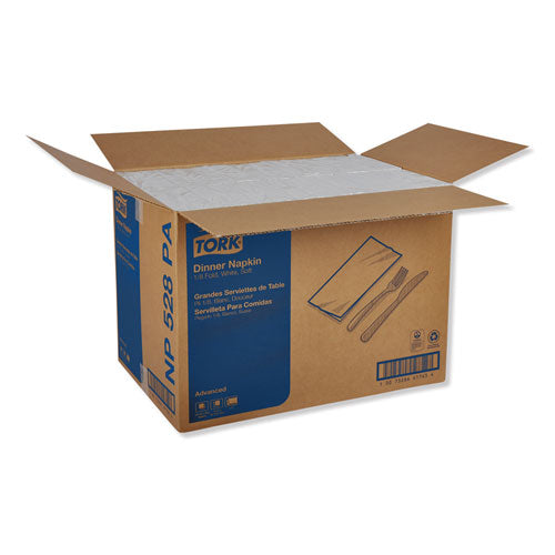 Image of Tork® Advanced Dinner Napkins, 2-Ply, 15" X 17", 1/8 Fold, White, 100/pk, 28 Pk/ct
