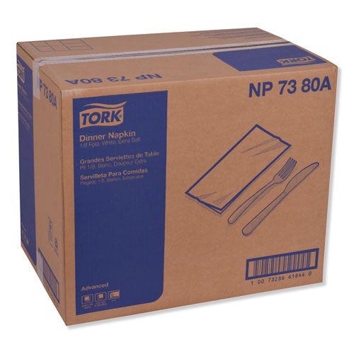 Image of Tork® Advanced Dinner Napkin,3-Ply,17" X 16.125",1/8 Fold, White,1740/ct