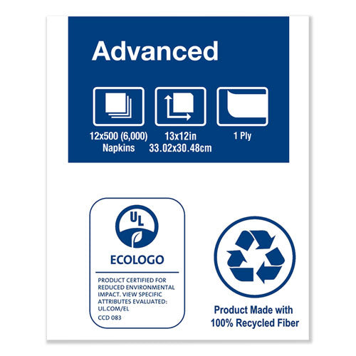 Image of Tork® Advanced Soft Minifold Dispenser Napkins, 1-Ply,13" X 12", White, 6000/ct