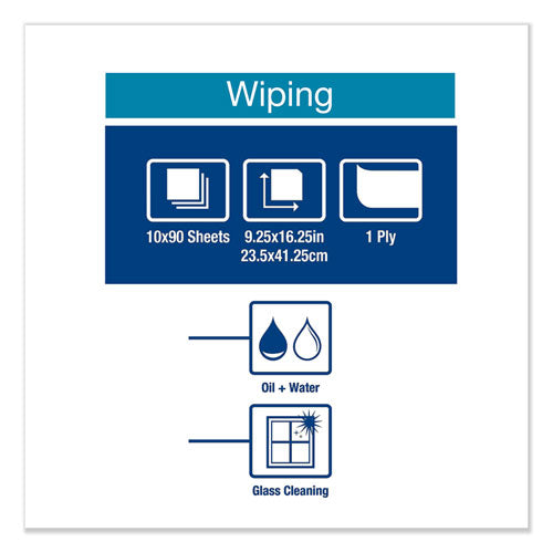 Image of Tork® Heavy-Duty Paper Wiper, 1-Ply, 9.25 x 16.25, Unscented, White, 90 Wipes/Box, 10 Boxes/Carton