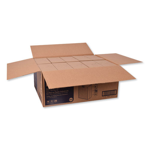 Image of Tork® Industrial Paper Wiper, 4-Ply, 8.54 x 16.5, Unscented, Blue, 90 Towels/Box, 10 Boxes/Carton