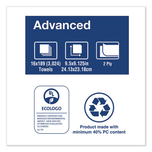 Image of Tork® Multifold Paper Towels, 2-Ply, 9.13 x 9.5, White, 189/Pack, 16 Packs/Carton