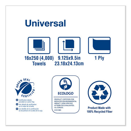 Image of Tork® Multifold Hand Towel, 1-Ply, 9.13 x 9.5, Natural, 250/Pack, 16 Packs/Carton