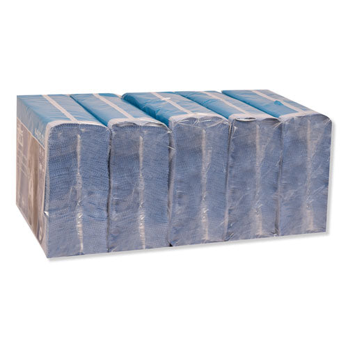 Image of Tork® Industrial Paper Wiper, 4-Ply, 12.8 x 16.4, Unscented, Blue, 90/Pack, 5 Packs/Carton