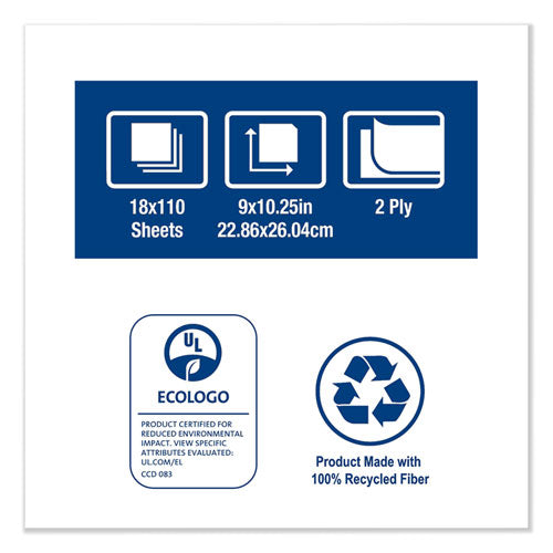 Image of Tork® Multipurpose Paper Wiper, 2-Ply, 9 x 10.25, White, 110/Box, 18 Boxes/Carton