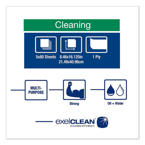 Image of Tork® Heavy-Duty Cleaning Cloth, 8.46 X 16.13, White, 80/box, 5 Boxes/carton