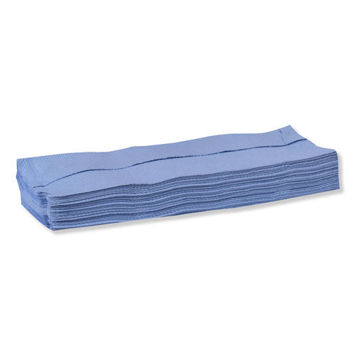 Image of Tork® Industrial Paper Wiper, 4-Ply, 12.8 x 16.5, Unscented, Blue, 180/Carton