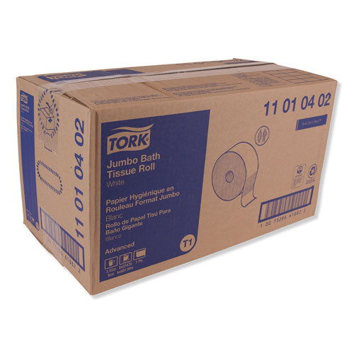 Image of Tork® Advanced Jumbo Roll Bath Tissue, Septic Safe, 1-Ply, White, 3.48" x 2,247 ft, 6 Rolls/Carton