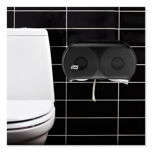 Image of Tork® Twin Jumbo Roll Bath Tissue Dispenser, 19.29 X 5.51 X 11.83, Smoke/gray