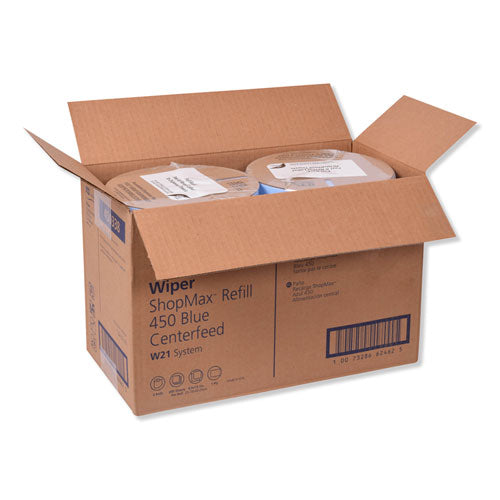 Image of Tork® Advanced ShopMax Wiper 450, Centerfeed Refill, 9.9 x 13.1, Blue, 200/Roll, 2 Rolls/Carton