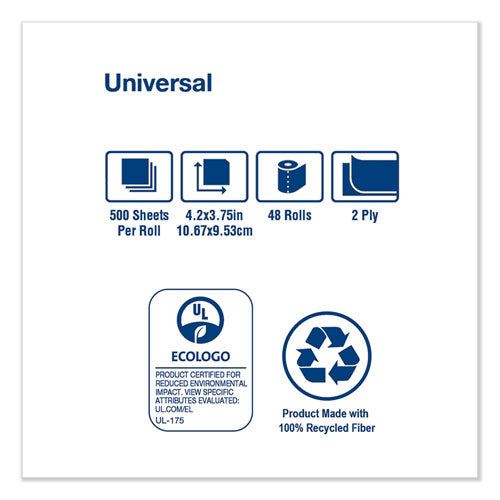 Image of Tork® Universal Bath Tissue, Septic Safe, 2-Ply, White, 500 Sheets/roll, 48 Rolls/carton