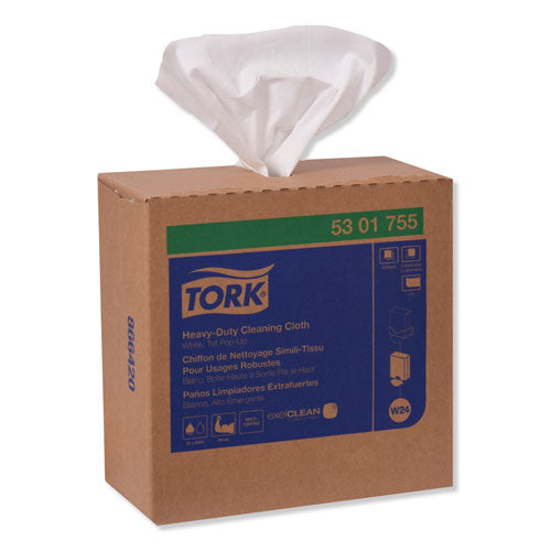 Image of Tork® Heavy-Duty Cleaning Cloth, 8.46 X 16.13, White, 80/box, 5 Boxes/carton