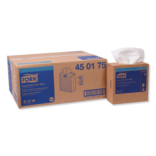 Image of Tork® Heavy-Duty Paper Wiper, 1-Ply, 9.25 x 16.25, Unscented, White, 90 Wipes/Box, 10 Boxes/Carton