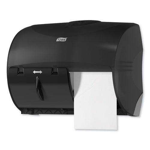 Image of Tork® Twin Bath Tissue Roll Dispenser For Opticore, 11.06 X 7.18 X 8.81, Black