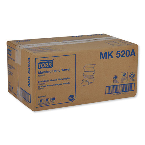 Image of Tork® Multifold Hand Towel, 1-Ply, 9.13 x 9.5, Natural, 250/Pack, 16 Packs/Carton