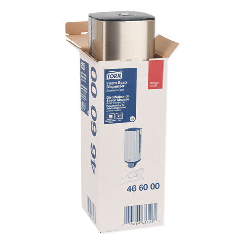 Image of Tork® Foam Skincare Manual Dispenser, 1 L Bottle; 33 Oz Bottle, 4.25 X 4.25 X 11.38, Stainless Steel