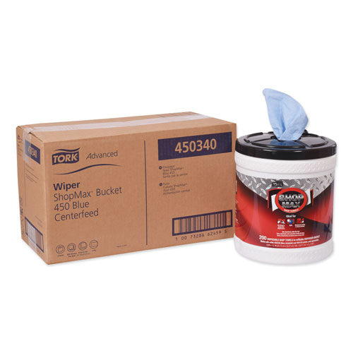Image of Tork® Advanced Shopmax Wiper 450, 8.5 X 10, Blue, 200/bucket, 2 Buckets/carton