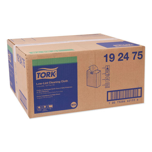 Image of Tork® Low-Lint Cleaning Cloth, 1-Ply, 9 x 16.5, Unscented, Turquoise, 100/Box, 8 Boxes/Carton