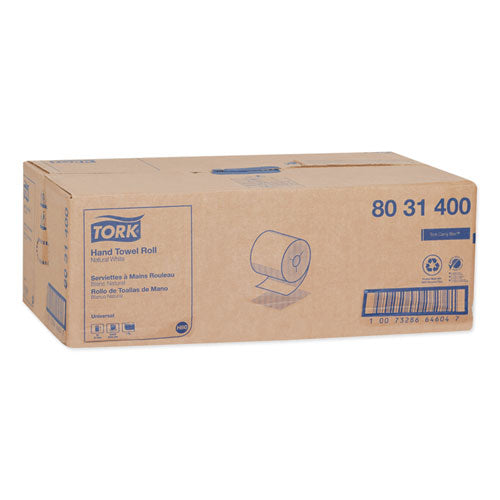 Image of Tork® Universal Hand Towel Roll, Notched, 1-Ply, 8" x 800 ft, Natural White, 6 Rolls/Carton