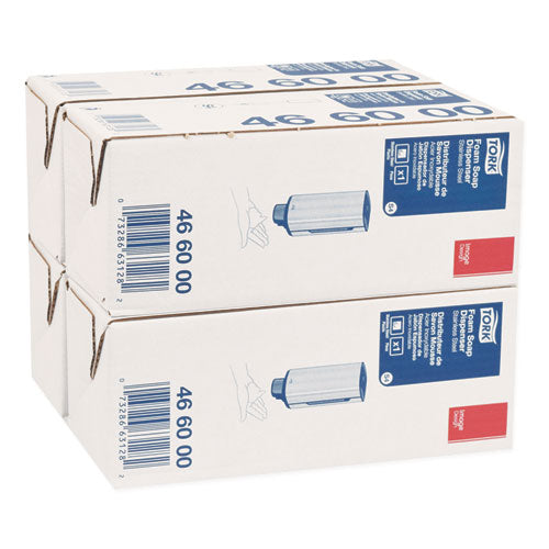 Image of Tork® Foam Skincare Manual Dispenser, 1 L Bottle; 33 Oz Bottle, 4.25 X 4.25 X 11.38, Stainless Steel
