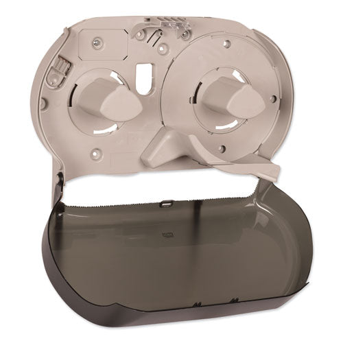 Image of Tork® Twin Jumbo Roll Bath Tissue Dispenser, 19.29 X 5.51 X 11.83, Smoke/gray