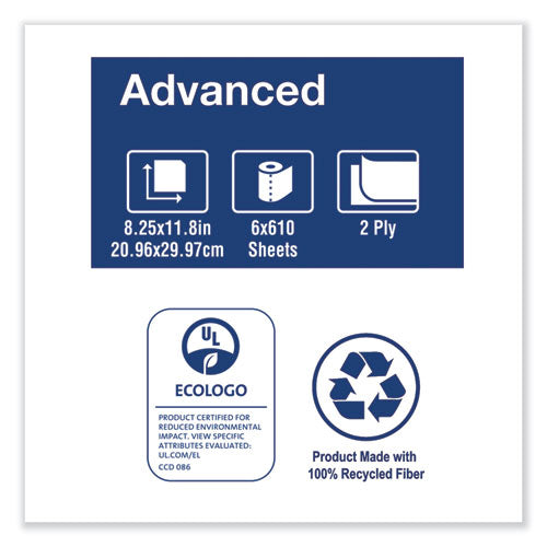 Image of Tork® Advanced Centerfeed Hand Towel, 2-Ply, 8.25 X 11.8, White, 610/roll, 6/carton