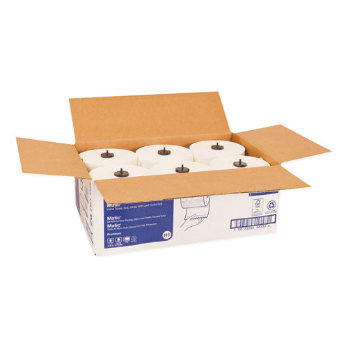 Image of Tork® Premium Soft Matic Hand Towel Roll, 2-Ply, 7.7 x 575 ft, White, 704/Roll, 6 Rolls/Carton