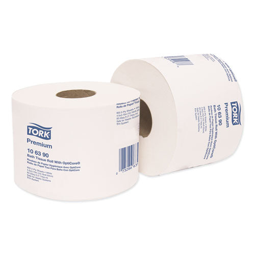 Image of Tork® Premium Bath Tissue Roll With Opticore, Septic Safe, 2-Ply, White, 800 Sheets/roll, 36/carton