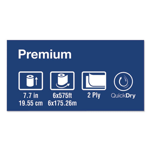 Image of Tork® Premium Soft Matic Hand Towel Roll, 2-Ply, 7.7 x 575 ft, White, 704/Roll, 6 Rolls/Carton