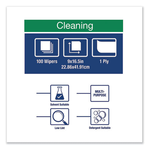 Image of Tork® Low-Lint Cleaning Cloth, 1-Ply, 9 x 16.5, Unscented, Turquoise, 100/Box, 8 Boxes/Carton