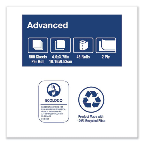 Image of Tork® Advanced Bath Tissue, Septic Safe, 2-Ply, White, 500 Sheets/Roll, 48 Rolls/Carton