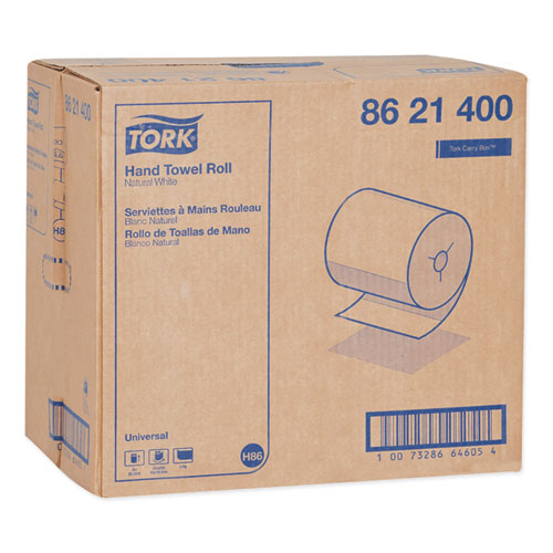Image of Tork® Universal Hand Towel Roll, Notched, 1-Ply, 8" x 425 ft, Natural White, 12 Rolls/Carton